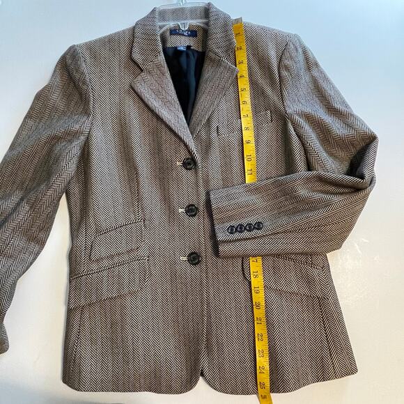 CHAPS Houndstooth Blazer Womens Size 8 Black & Cream Button Career Jacket - Picture 6 of 6